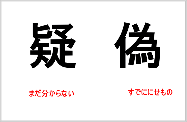 「疑」と「偽」など紛らわしい漢字の意味
