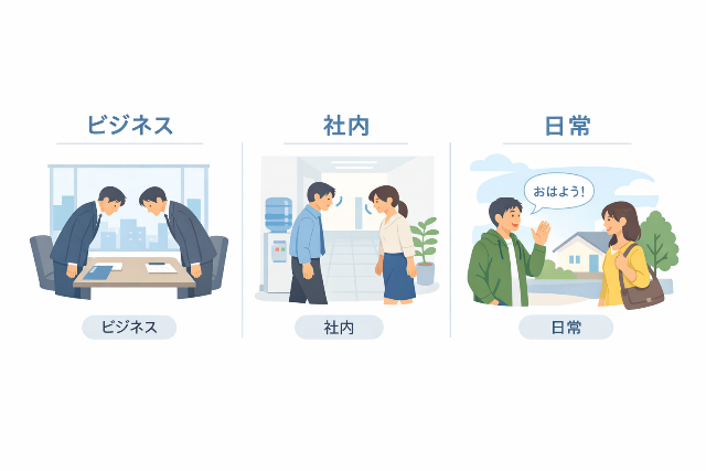 ビジネスと日常でのお辞儀と会釈の使い分け例