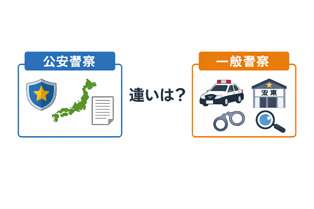 公安警察と一般警察の違いは？ 担当分野を比較した図解 AI生成画像